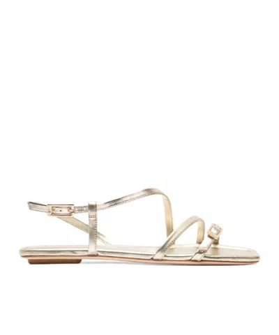 Stuart Weitzman Georgie Metallic Strappy Flat Sandals