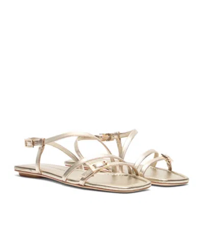 Stuart Weitzman Georgie Metallic Strappy Flat Sandals