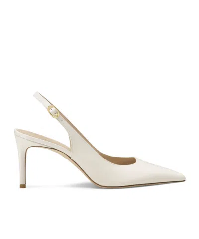 Stuart Weitzman Stuart Power 75 Pointed Toe Slingback Pump In White