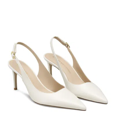 Stuart Weitzman Stuart Power 75 Pointed Toe Slingback Pump In White