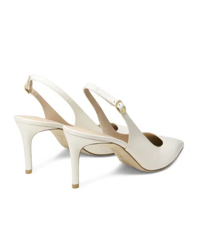 Stuart Weitzman Stuart Power 75 Pointed Toe Slingback Pump In White