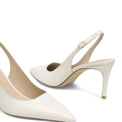Stuart Weitzman Stuart Power 75 Pointed Toe Slingback Pump In White
