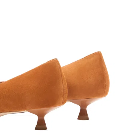 Stuart Weitzman Eva Kitten Heel Pointed Toe Pump In Brown