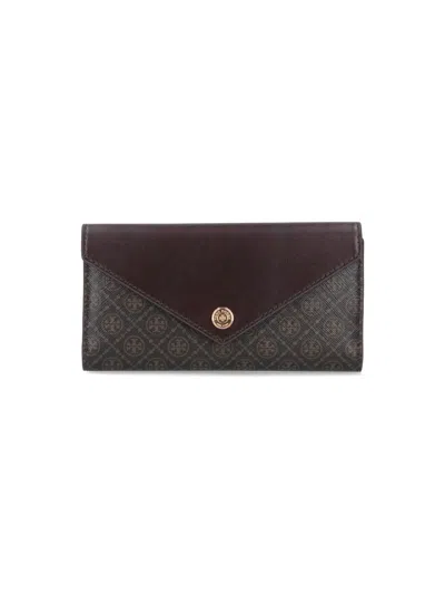 Tory Burch T-monogram Envelope Chain Wallet Crossbody Bag In Brown