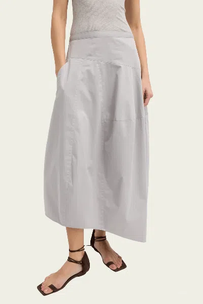 Tibi Garment Dyed Silky Cotton Asymmetrical Balloon Skirt In Grey In Nude