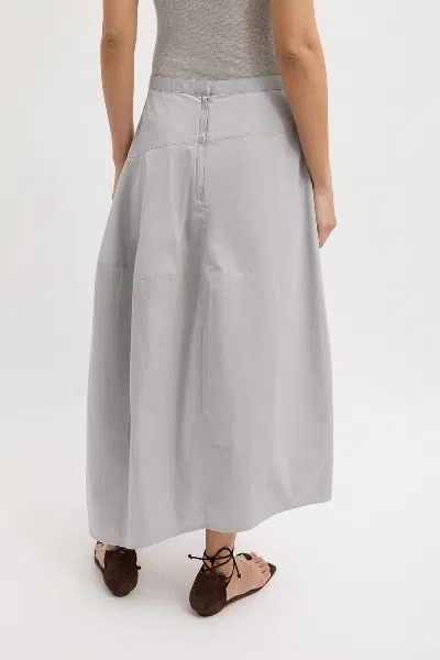 Tibi Garment Dyed Silky Cotton Asymmetrical Balloon Skirt In Grey In Nude