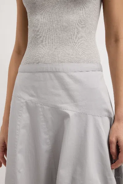 Tibi Garment Dyed Silky Cotton Asymmetrical Balloon Skirt In Grey In Nude