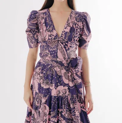 Love The Label Elros V-neck Top In Rolling Winds Print In Multi