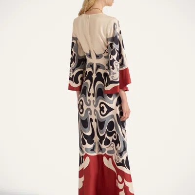 La Doublej La Double J Silk Midi Dress With Abstract Pattern In Multi