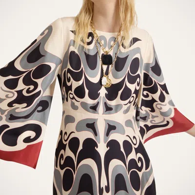 La Doublej La Double J Silk Midi Dress With Abstract Pattern In Multi