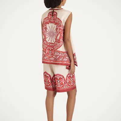 La Doublej La Double J Palazzo Printed Silk-twill Shorts In Red