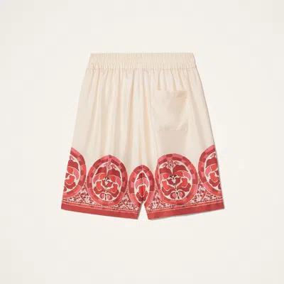 La Doublej La Double J Palazzo Printed Silk-twill Shorts In Red