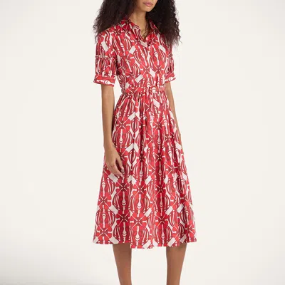 La Doublej Libertine Printed Cotton Shirt Dress In Red