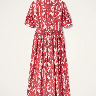 La Doublej Libertine Printed Cotton Shirt Dress In Red