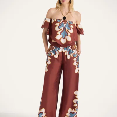 La Doublej Printed High-rise Silk Twill Palazzo Pants In Brown