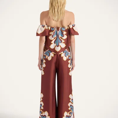La Doublej Printed High-rise Silk Twill Palazzo Pants In Brown