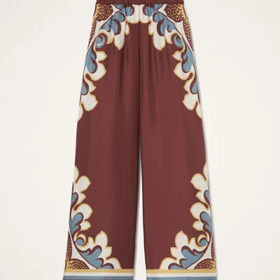 La Doublej Printed High-rise Silk Twill Palazzo Pants In Brown