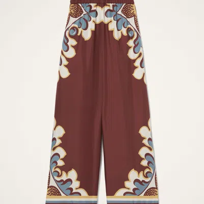 La Doublej Printed High-rise Silk Twill Palazzo Pants In Brown