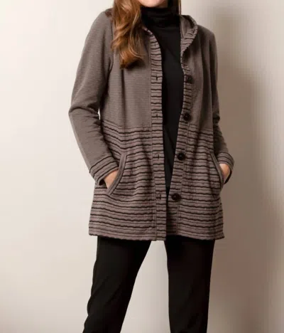 Habitat Andes Stripe Button Front Hoodie In Acorn