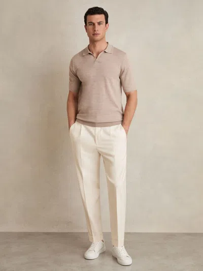 Reiss Ecru Relaxed Drawstring Trousers With Turn-ups