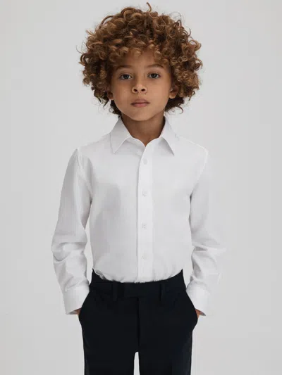 Reiss Remote - White Slim Fit Cotton Shirt, Uk 7-8 Yrs