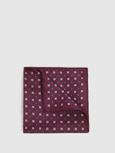 Reiss Bordeaux Cassiano Silk Paisley Print Pocket Square