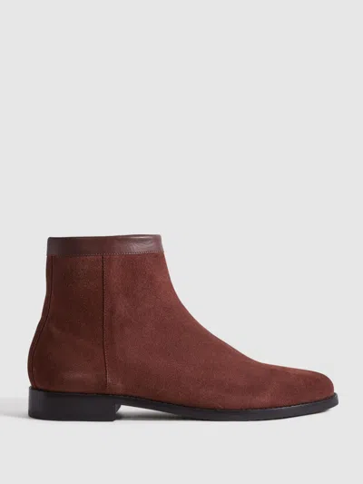 Reiss Rust Suede Zip-through Boots