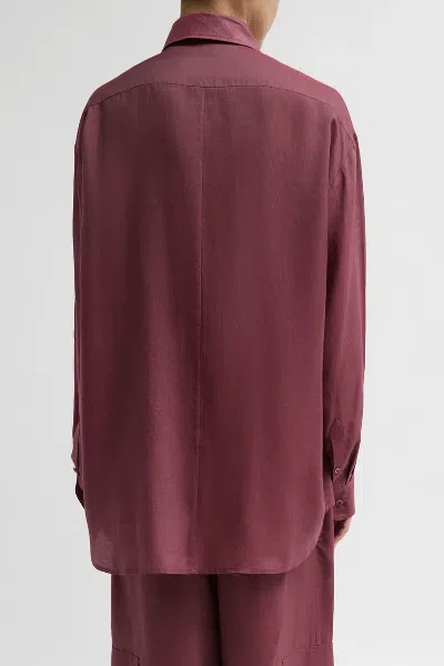 Tibi Silk Voile Easy Tuxedo Shirt In Light Mulberry In Red
