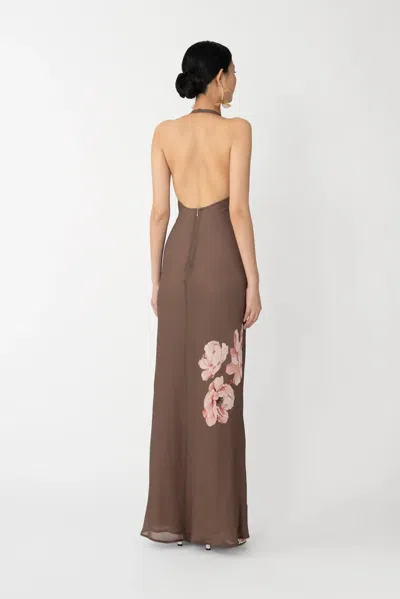Sau Lee Gwyneth Floral Print Dress In Brown