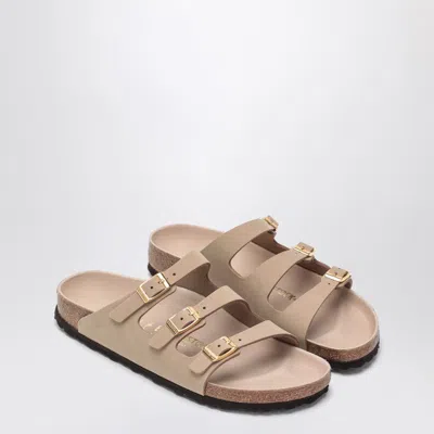 Birkenstock Beige Leather Florida Slippers