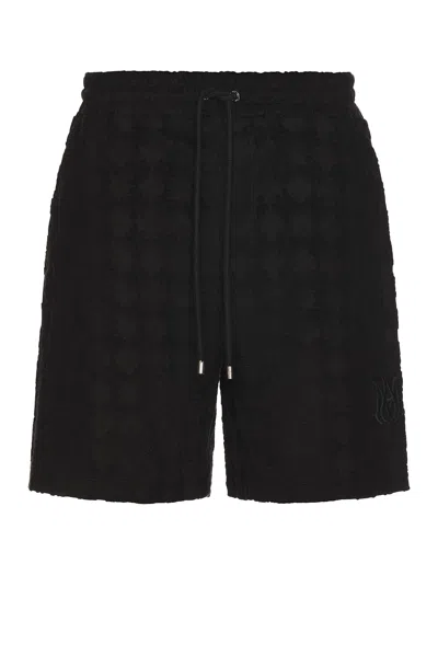 Amiri Black Bermuda Shorts With All-over Ma Quads Motif And Embroidered Logo On The Front