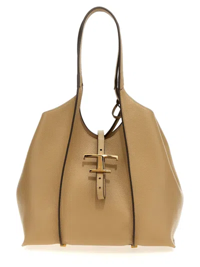 Tod's Small T Timeless Tote Bag In Brown