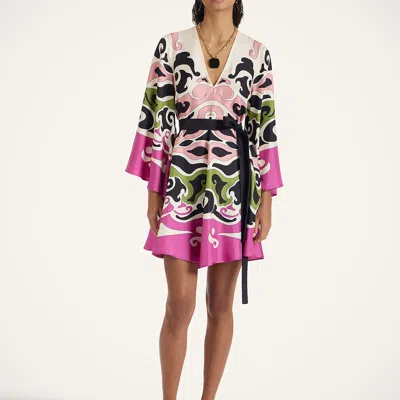 La Doublej Magnifico Printed Silk Twill Minidress In Multi