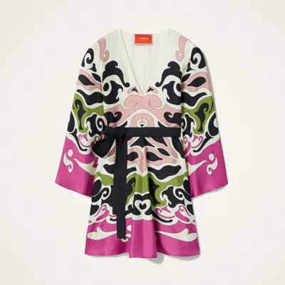 La Doublej Magnifico Printed Silk Twill Minidress In Multi