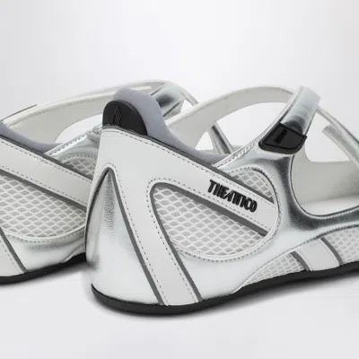 Attico Cross Strap Mesh Ballet Flats Round Toe