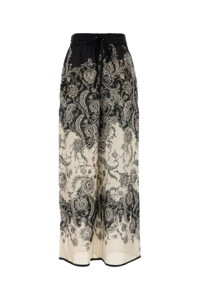 Zimmermann Rhiannon Printed Silk Trousers In Black