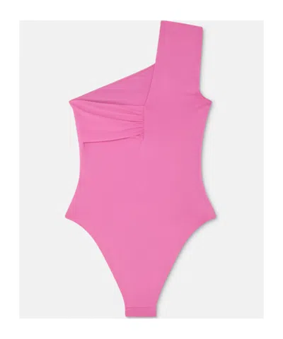 Versace Medusa Safety Pin Asymmetric One-piece Swimsuit In Pink
