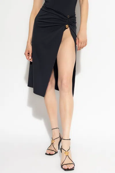 Versace Rolled High-rise Midi Skirt In 1b000 Black