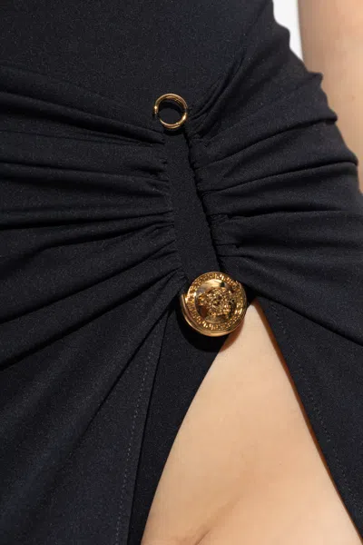 Versace Rolled High-rise Midi Skirt In 1b000 Black