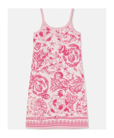 Versace Pink Underwater Barocco A-line Knit Minidress In Red