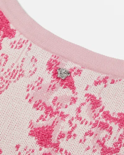 Versace Pink Underwater Barocco A-line Knit Minidress In Red