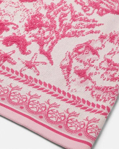 Versace Pink Underwater Barocco A-line Knit Minidress In Red