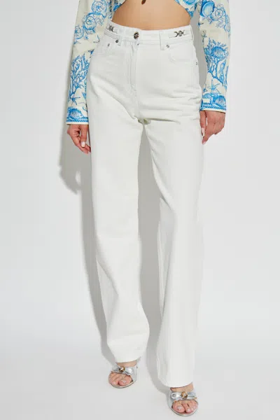 Versace Straight Leg Denim Trousers With Pockets And Loops