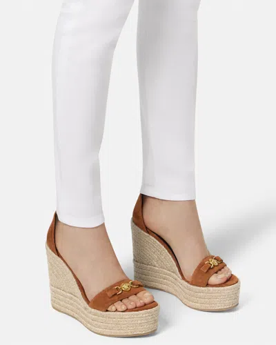 Versace Leather Espadrille Wedges 120 In Brown
