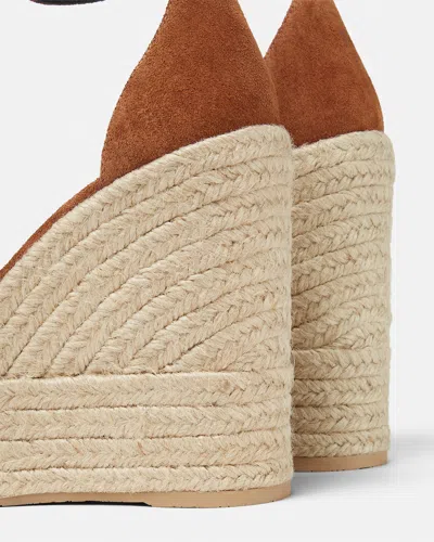 Versace Leather Espadrille Wedges 120 In Brown