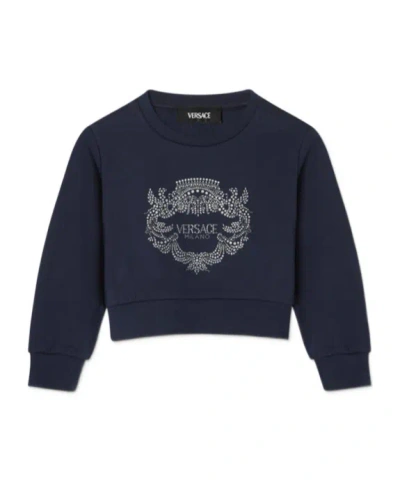 Versace Sequined Sweatshirt In Blue