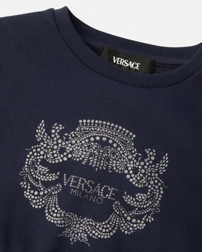 Versace Sequined Sweatshirt In Blue
