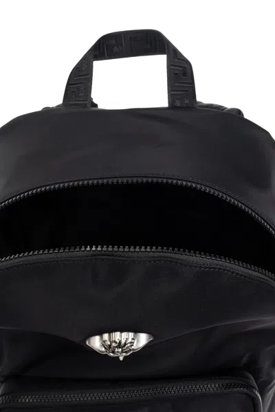 Versace La Medusa Backpack With Jacquard-greca In Black