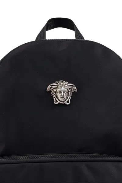 Versace La Medusa Backpack With Jacquard-greca In Black