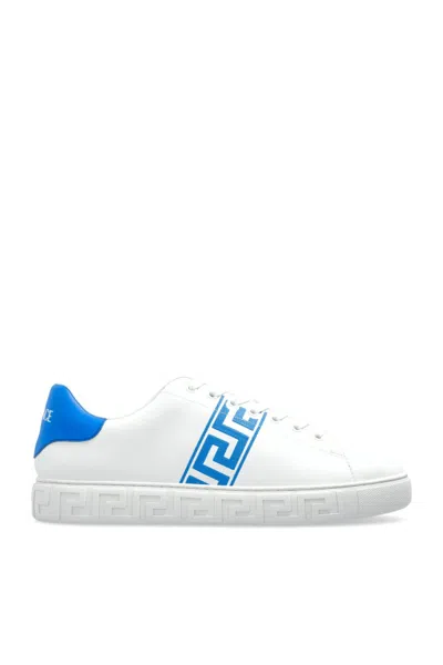 Versace Leather Low-top Greca Style Sneakers In White